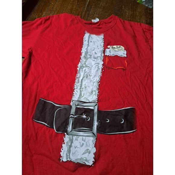 Large Fruit of the Loom Cotton Christmas Holiday Santa Short Sleeve Tee TShirt - Picture 2 of 3